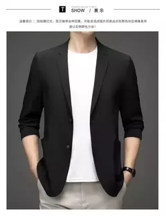 Blazer casual fino de seda gelo masculino, roupa masculina, manga comprida, tamanho grande, blazers sólidos finos, protetor solar, moda verão, primavera - Wolf Magazine