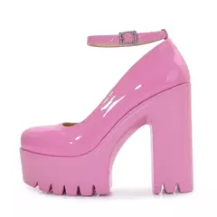 Sapatos Solados Grossos para Mulheres, Salto Alto, Fivela, Bombas de Plataforma, Sapatos De Noiva, Moda Europeia e Americana, Bombas Sexy, 14cm - comprar online