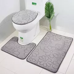 Jogo antiderrapante da esteira do banho do banheiro, Tapete De Cobblestone, Tapetes de chuveiro absorventes, Tampa do vaso sanitário, 2Pcs Set, 3 Pcs - loja online