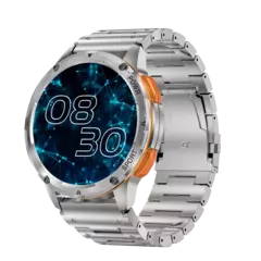 Smartwatch amoled AK59 com bateria grande para senhoras, pulseira de metal de borracha, relógio esportivo, BT Call 400mAh, moda luxuosa na internet
