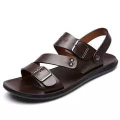 Moda Confortável Sandálias Masculinas Cor Sólida Open Toe Mens Sandálias De Couro 2023 Novos Chinelos De Praia para Calçado De Couro Masculino na internet