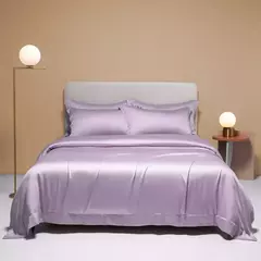 Liv-Esthete-Conjunto de cama cinza, capa de edredão, fronha, lençol, colcha, Double King Queen para dormir, 100% seda, Gift Set, verão