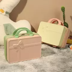 Mini saco cosmético portátil, caixa de armazenamento leve, bagagem de rolamento Mini caso do curso, cor doce, presente do curso, 14";;VERDADEIRO;;"Bloqueio de 14 polegadas sem senha,Vermelho grande - loja online