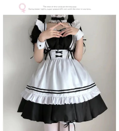 Preto branco lolita empregada traje cosplay trajes bonito vestido sexy avental francês uniforme café empregada festa saia roupas femininas na internet