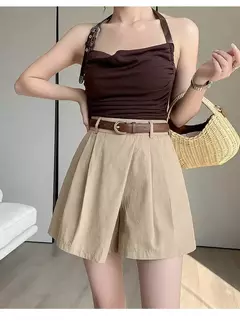 Shorts femininos casuais de cintura alta linha A saias, calças femininas soltas irregulares e chiques, moda verão, novo, 2024 - Wolf Magazine