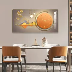 Relógio De Parede De Porcelana De Cristal Para Casa, Pintura Decorativa Retangular, Restaurante simples, Pendurado em Canto Redondo - comprar online