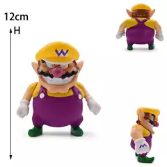 Super mario bros figura de ação brinquedos wario waluigi bowser pvc modelo boneca sapo burro kong anime dos desenhos animados jogo coleção brinquedo presente