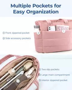 BAGSMART-Sacola acolchoada de algodão grande quadrado para mulheres, rosa, acolchoado feminino, bolsa de compras inchada, simples, diária - Wolf Magazine