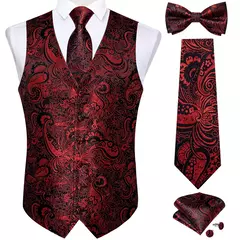 Festa de casamento ouro colete paisley floral jacquard colete masculino 4 pçs colete gravata lenço anel hanky abotoaduras conjunto dibangu - Wolf Magazine