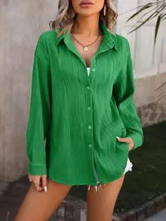 Blusas vintage grandes para mulheres, camisas soltas casuais para jovens, tops femininos monocromáticos, moda elegante, outono, 2024 - Wolf Magazine