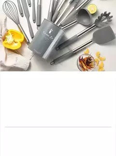 Conjunto De Utensílios De Cozinha De Silicone Preto, Panelas Antiaderentes, Punho De Aço Inoxidável, Espátula, Batedores De Ovo, Acessórios De Utensílios De Cozinha, 15Pcs - comprar online