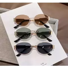 Oval Metal Óculos de sol para homens e mulheres, óculos, UV400, marca de luxo, moda designer, unisex, elegante, óculos de sol - comprar online