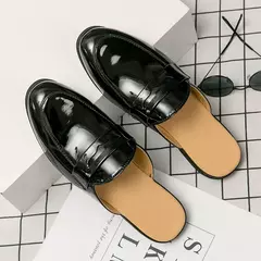 Nova Chegada All-match Muller Sapatos Homens Moda De Couro Metade Chinelo Homens Verão Mocassins Flats Chinelos para Sapatos Dos Homens Ao Ar Livre - comprar online