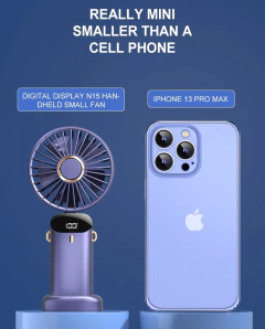 Mini ventilador portátil dobrável de 3000mAh Ventiladores pendurados no pescoço Ventilador recarregável USB de 5 velocidades com suporte para telefone e tela de exibição - comprar online