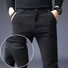 Calça reta justa justa xadrez masculina, terno de negócio masculino, calça de alfaiataria social, xadrez chinês masculino, 2022, até bem - loja online