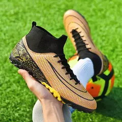 Botas de futebol masculinas longas, grama artificial, tênis de futsal, esportes ao ar livre, crianças, tênis de futebol para meninos, original, sociedade - loja online