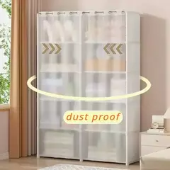 Dustproof High Capacity Partition Wardrobe, Open Bookshelf, Montagem simples Armário de armazenamento, Mobília do quarto, 6 camadas, 5 camadas