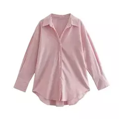Imagem do TRAF-Camisa multicolor de botões para mulheres, blusa de manga comprida, blusas extragrandes, streetwear feminino, verão