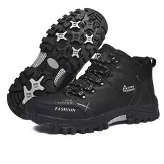 Botas de neve de couro impermeáveis masculinas, super quentes, ao ar livre, caminhadas, trabalho, sapatos de viagem, inverno, tamanho 39-47 - comprar online