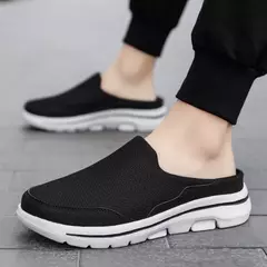 Mocassins de malha casuais masculinos, cor sólida, sapatos de encalço, flats de casal de verão, meio chinelos, tamanho grande - Wolf Magazine