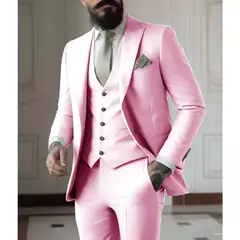 Fatos de negócios verdes claros para homens, vestido de casamento masculino, jaqueta, colete, calças, blazers, casaco, 3 peças