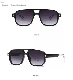 SHAUNA-Retro Double Bridges Square Sunglasses para homens e mulheres, gradiente tons, designer de moda, rebites óculos de sol, UV400 - loja online