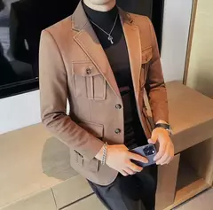 Blazers masculinos de peito único, ternos cinza, casacos grandes, tamanho grande, moda de alta qualidade, novo em 2020