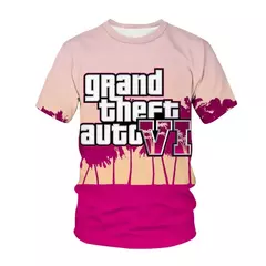 Camisetas gráficas Grand Theft Auto VI masculinas, Boy Streetwear, Tops masculinos casuais, Roupas impressas 3D do jogo GTA 6, Novos jogos - comprar online