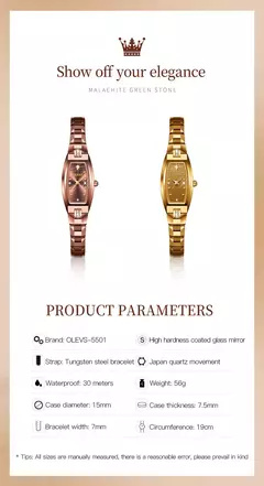 Imagem do OLEVS-Mulheres Rose Gold Quartz Relógios De Pulso, Senhoras Relógios De Diamante, Pulseira De Aço De Tungstênio, Impermeável, Nobre, 5501