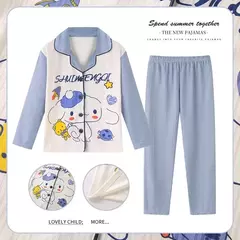 Sanrio Cinnamon Kuromi Pijama infantil, pijama solto, cardigã casual, manga longa, minha melodia, roupas de anime kawaii, gola aleta - comprar online