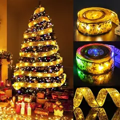 1/2/3/5/10m ano novo fita de natal luz de fadas corda guirlanda luzes árvore de natal ornamento fita luz decoração para casa