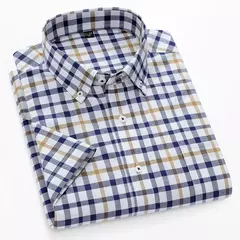 Imagem do Camisas de manga curta masculina, camisas finas masculinas, blusa social e empresarial, camisa Oxford monocromática de alta qualidade, 100% algodão, verão