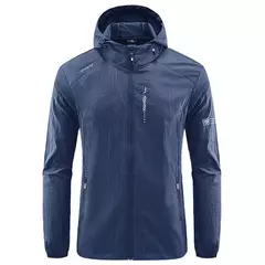 Imagem do Verão Ao Ar Livre Quick Dry Sun-Protective Thin Jacket Homens Caminhadas Pesca Ciclismo Com Capuz Ginásio Esporte Blusão Ultra Light Coats