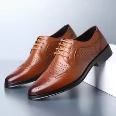 Sapatos de couro genuíno dos homens verão oco para fora plus size luxo homem sapatos de negócios calçados de casamento sapato casual masculino - comprar online