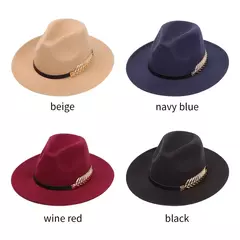 Imagem do Grande feltro Trilby Fedora para mulheres, chapéu de aba larga para senhoras, boné jazz, gangster vintage