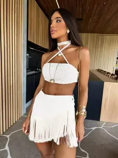 Conjunto sexy de biquíni feminino, sutiã de renda, mini saia, férias de praia, fato de banho feminino casual, 2 peças, verão - Wolf Magazine