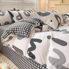 Conjunto de lençol impresso bonito para crianças, estilo cartoon, conjunto de cama respirável, cama King e Queen durável - comprar online
