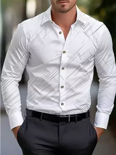 Camisa casual padrão meteoro de colarinho de botão masculino, macio e confortável blusa esportiva, tamanho XS-6XL, moda, novo