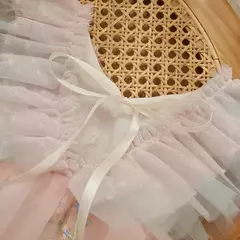 Baby Girls' Princess Mesh Sheer Romper, Summer Kids Party Clothes, Borboleta, Bordado de flores, Vestido de manga voadora, Headband