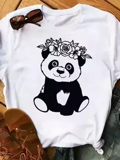 Imagem do Maycaur-camiseta de manga curta para mulher, top solto com estampa de panda fofa, casual e solta, verão