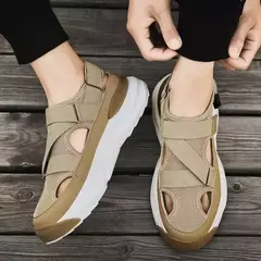 Sandálias de plataforma antiderrapante respiráveis masculinas, sapatos casuais ao ar livre, sandálias de praia, estilista masculino, novo, 2024 - loja online