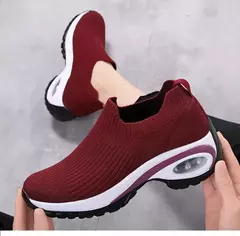 Sapatos esportivos casuais femininos, tênis de plataforma cunhada para senhoras, sapatos vulcanizados respiráveis, nova moda, verão 2024 - comprar online