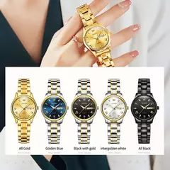 OLEVS-Relógio De Pulso Impermeável De Aço Inoxidável Feminino, Relógios Originais Para Senhoras, Relógio De Pulso De Quartzo De Luxo, Ouro na internet