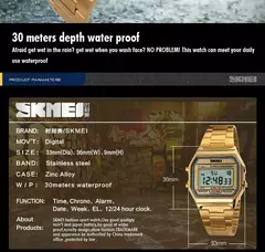 Skmei-Relógio digital à prova d'água para homens, pulseira de aço inoxidável, display LED, relógios esportivos casuais, moda, 1123 - Wolf Magazine