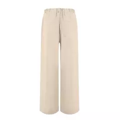 Calça larga de linho de algodão feminina, comprimento total, casual, monocromática, solta, cintura alta, reto, botão, verão