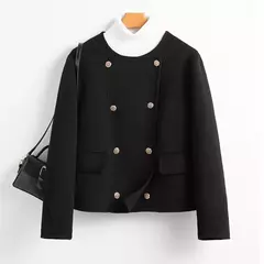 WwiyNee-casacos curtos de lã dupla face para mulheres, casacos bege, pescoço O, trespassado, outono, inverno, novo, H1343011, 2022 - comprar online