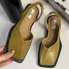 Imagem do Sandálias femininas planas de elástico, sapato de festa raso, dedo do pé quadrado, elegante, verão, novo, moda, 2024