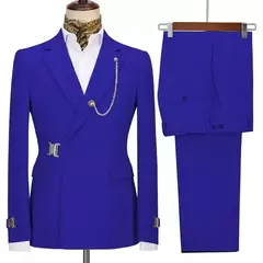 Blazer e calça masculina com lapela entalhada, fantasia justa, roupa de casamento, design italiano, festa, 2 peças, 2024 - comprar online