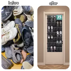 35 bolsos sobre a porta organizador de sapatos grandes bolsos de malha com 4 ganchos tecido transparente sapato rack saco de armazenamento para o quarto - loja online