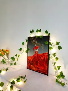 Green Leaf Ivy Vine com luzes LED String, Guirlanda para casa, Decoração do quarto, Wedding Glowing, Planta artificial, 2m - comprar online